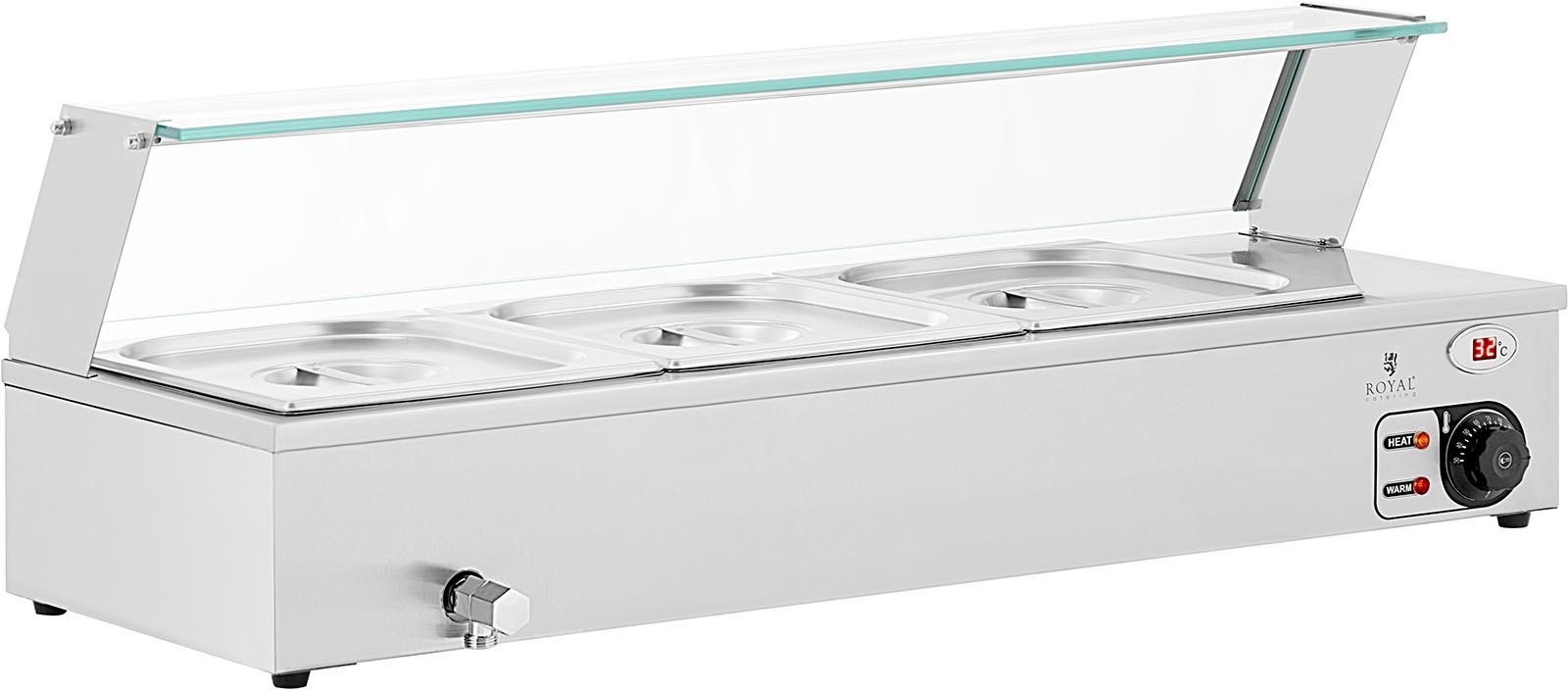 Royal Catering Bemar 2000 W 3 GN 1/2 kranik spustowy szklana osłona RCBM_GN1/2_2
