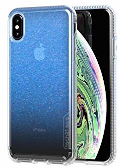 TECH21 Tech Enterprises ochronne etui do Apple iPhone XS Max ultra cienkie opalizujące tylne etui z tarczą - czysty połysk - niebieski T21-6557