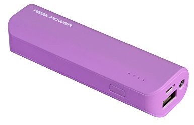 Realpower PB-2600 zewnętrzna kompaktowy akumulator bateria telefonu komórkowego ładowarka Power Bank 2600 mAh do urządzenia iPhone, iPad, Samsung Galaxy i innych smartfonów, purpurowy 4040895493170