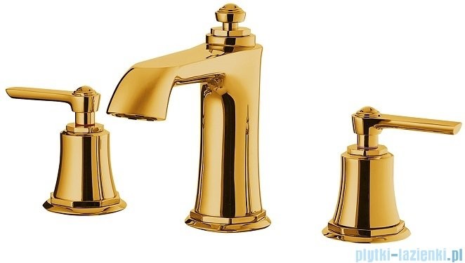 Omnires Armance bateria umywalkowa 3-otworowa z korkiem klik-klak złota AM5214GL |