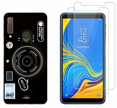 Samsung Novago Novago Kompatybilny z Galaxy A7 2018 A750 miękkie, przezroczyste etui ochronne odporne na uderzenia z wysokiej jakości nadrukiem (3 etui, wielokolorowe 5) A72018-1CoqueTR+2Ver