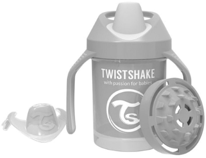 Twistshake Twistshake, Kubek niekapek z uchwytami i mikserem do owoców, Szary, 230 ml