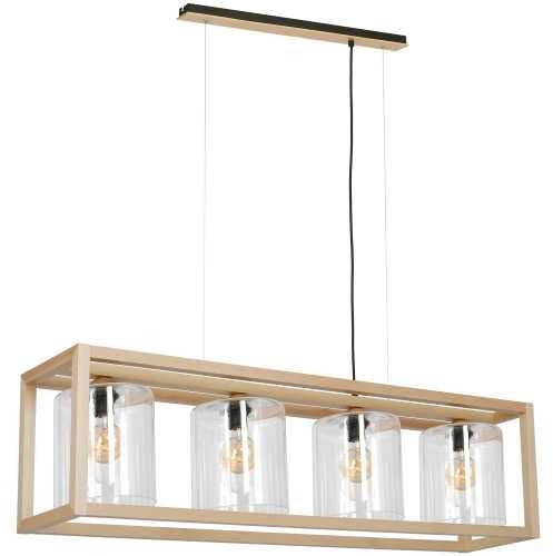 Luminex Lampa wisząca Legno 8424 lampa sufitowa drewniana 4x60W E27 brązowa