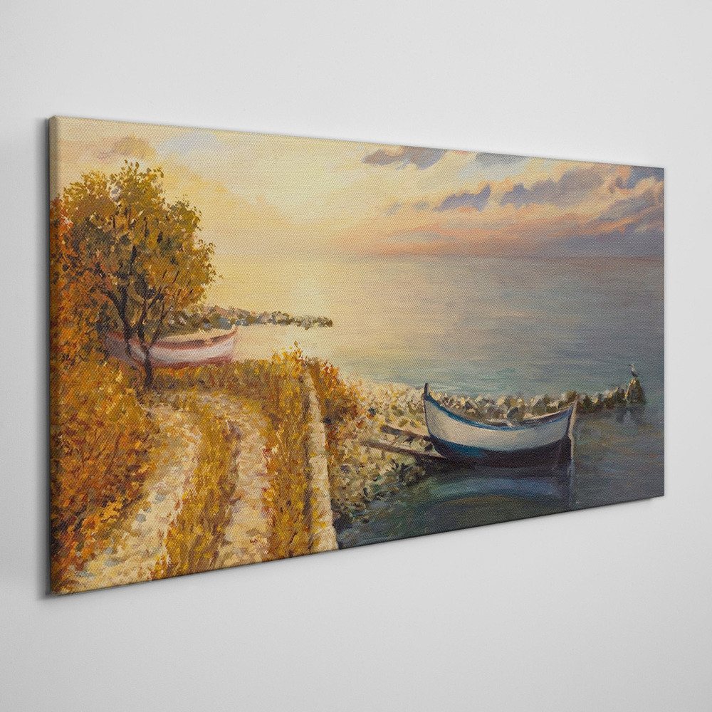 PL Coloray Obraz na Płótnie Morze Ścieżka Drzewo Chmury 100x50cm