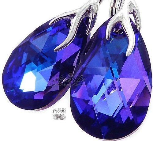 Swarovski Piękne Ozdobne Kolczyki Srebro Helio