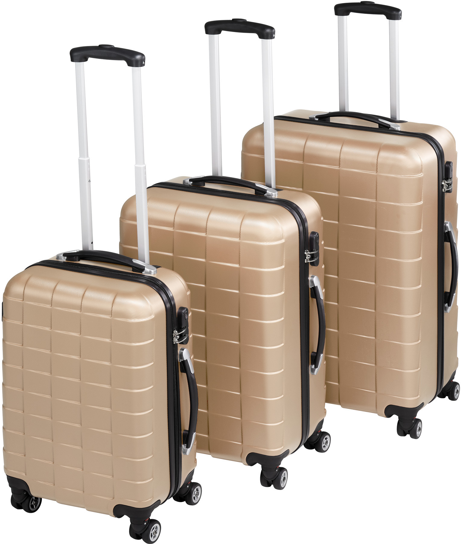 tectake Zestaw 3 walizek w twardej obudowie - szampan 402674