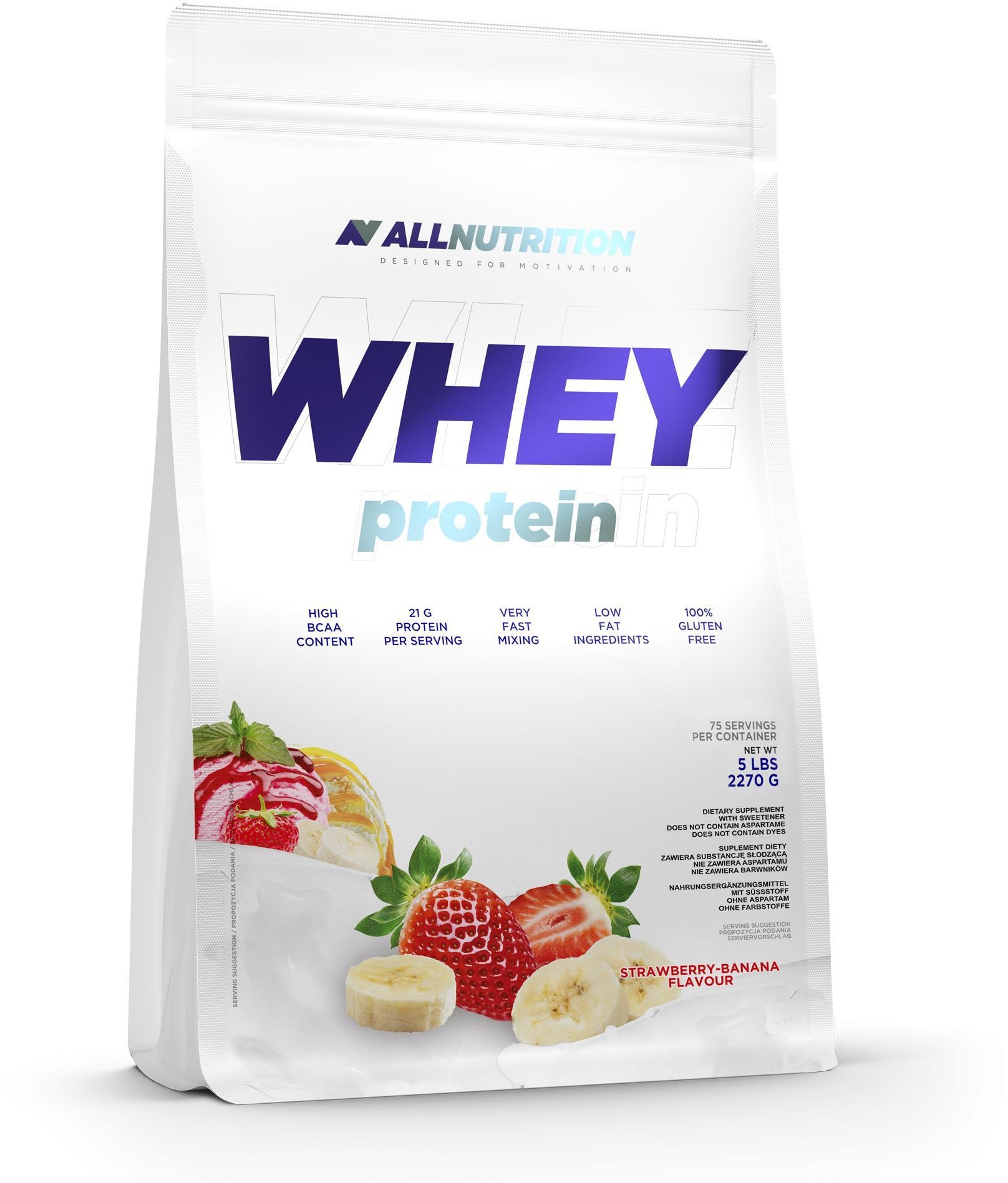 Allnutrition Odżywka białkowa Whey Protein STRAWBERRY BANANA 2270g 5902837701097