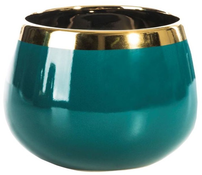 EUROFIRANY Misa ceramiczna Maja 14 x 14 x 10 cm turkusowo-złota