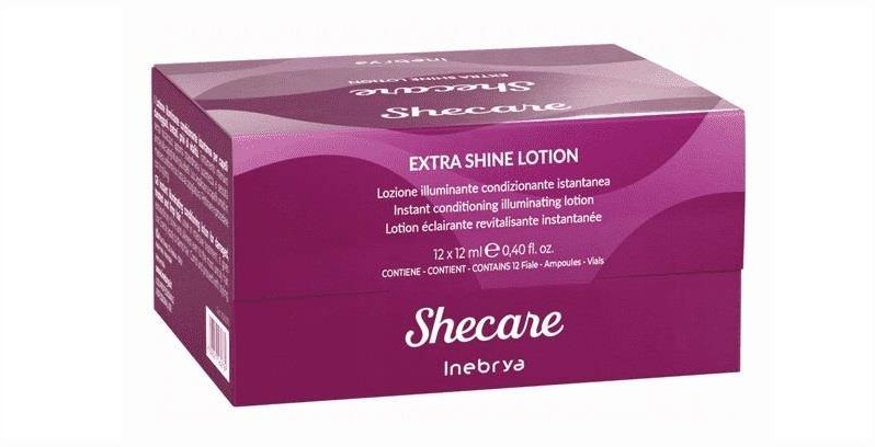 Inebrya Shecare Extra Shine Lotion intensywna kuracja rozświetlająca do włosów zniszczonych zabiegami chemicznymi 12x12ml 103710-uniw