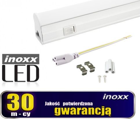 Nvox Świetlówka  Świetlówka led liniowa t5 60cm 8w on/off zimna 6000k lampa natynkowa zintegrowana z oprawą INOXX 60T5K6000 ON/OFF FS