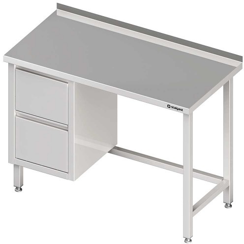 Stalgast Stół przyścienny z blokiem dwóch szuflad (L) 900x600x850 mm 980246090
