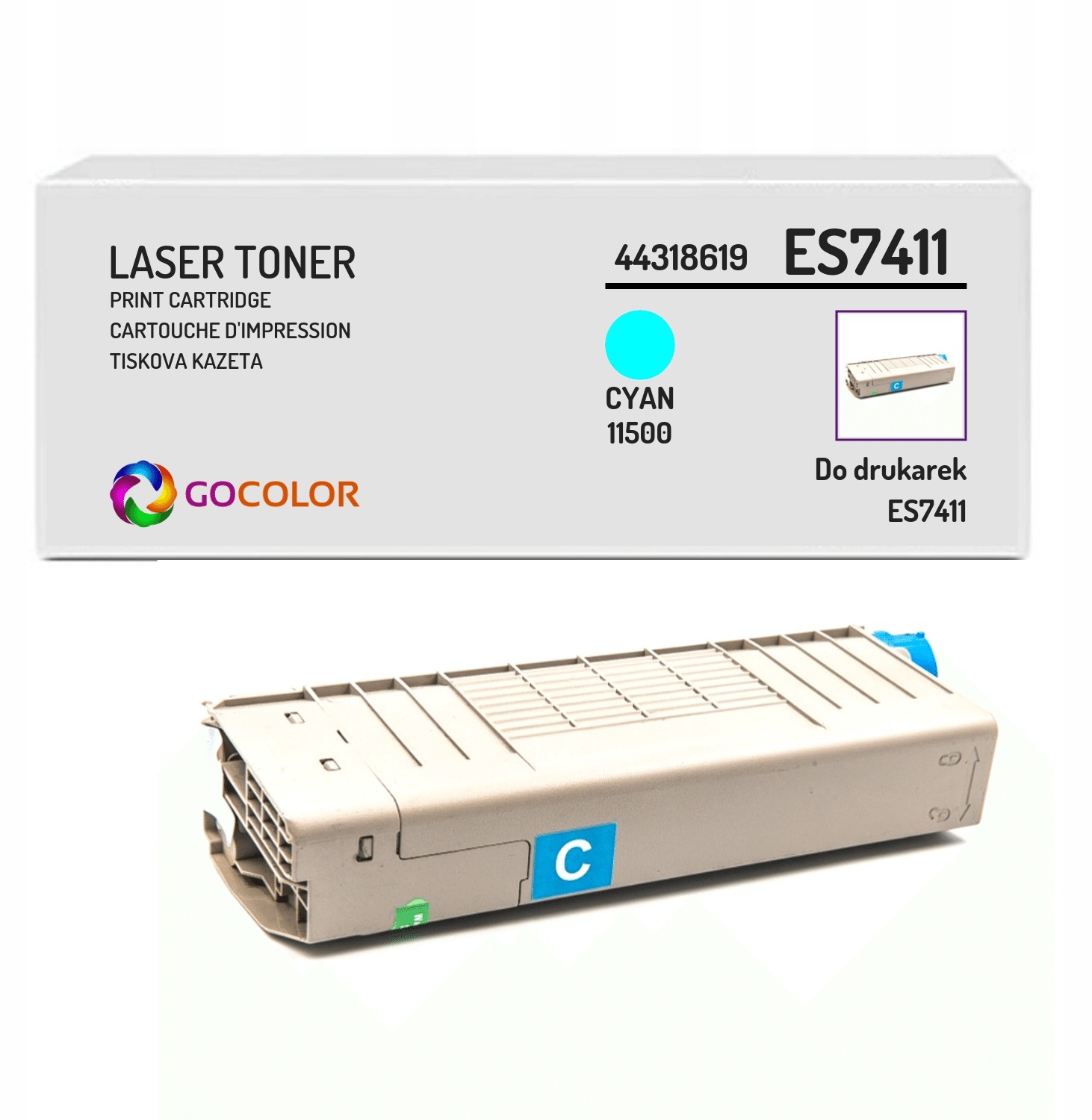 Toner zamiennik do Oki ES7411 44318619 Cyan