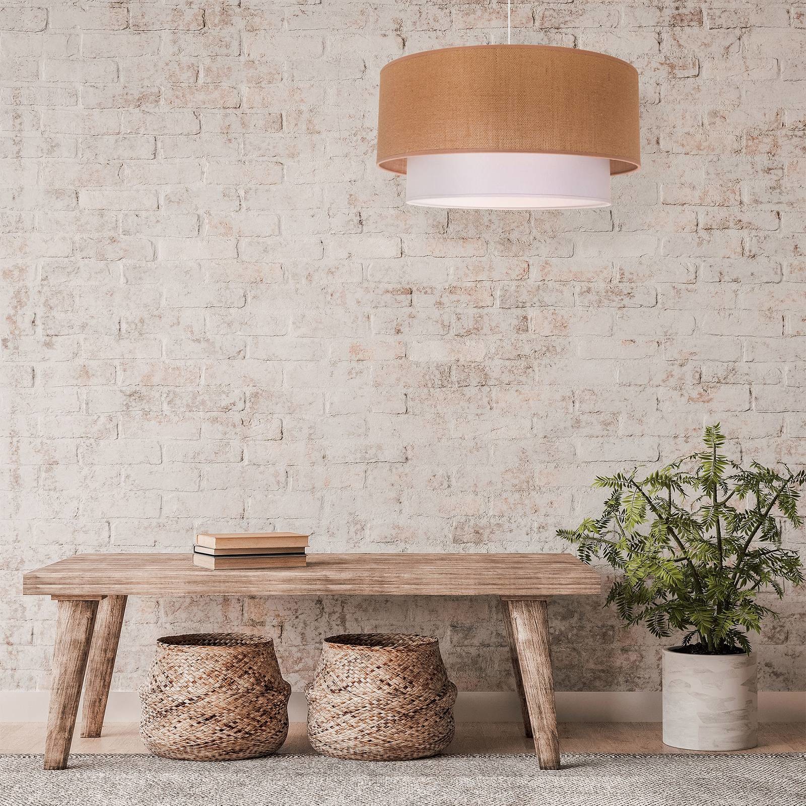 Euluna Lampa wisząca Boho, podwójna, juta brąz/ biała