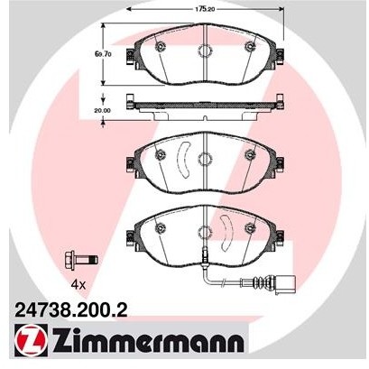 ZIMMERMANN Klocki hamulcowe - komplet 24738.200.2