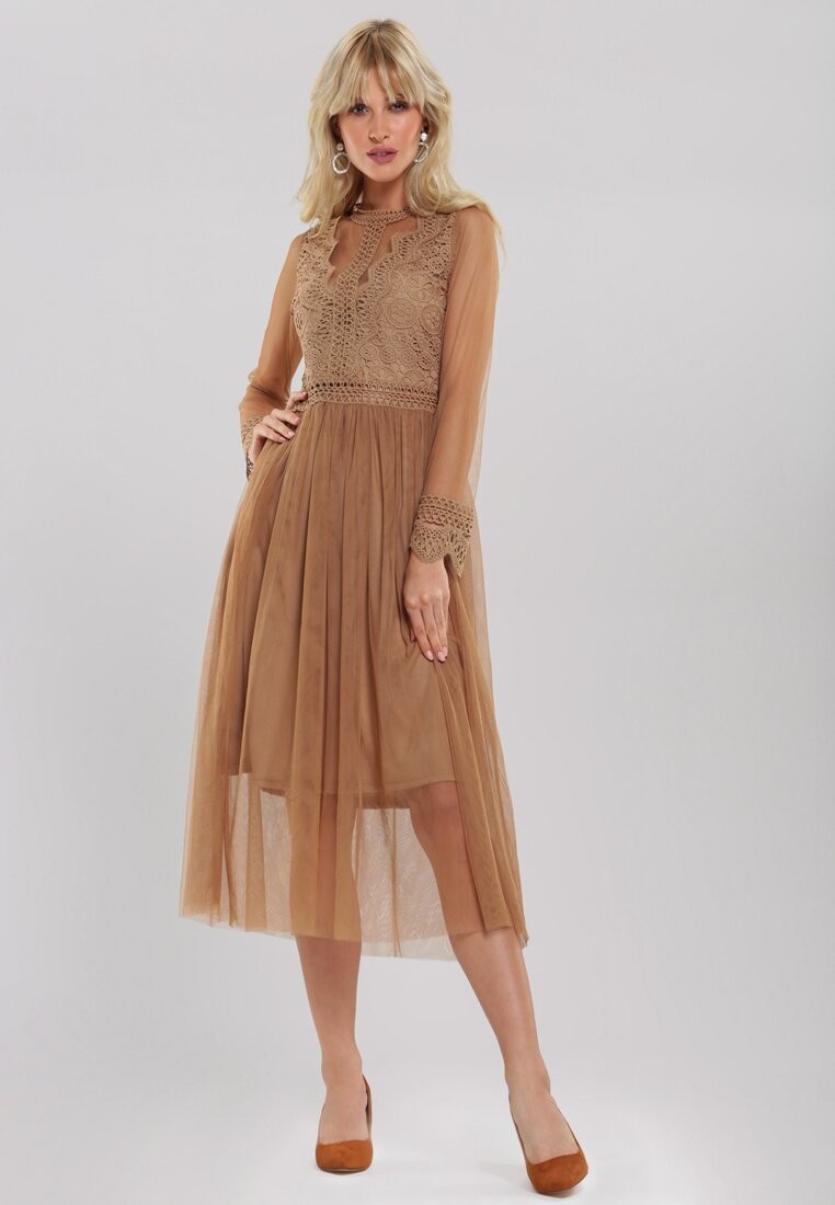 Renee Ciemnobeżowa Sukienka Lylah