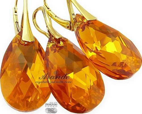 Arande Nowe Swarovski Komplet Topaz Złote Srebro 2852443019