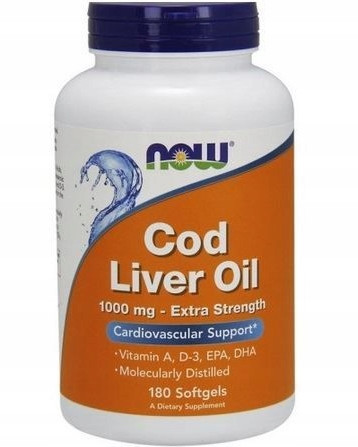 Now Foods Cod Liver Oil Extra Strength - Tran 1000 mg (180 kaps.)