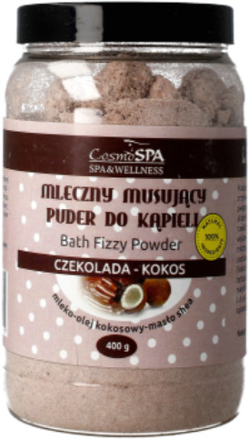 CosmoSPA Mleczny musujący puder do kąpieli Czekolada z kokosem 400g 62850-uniw