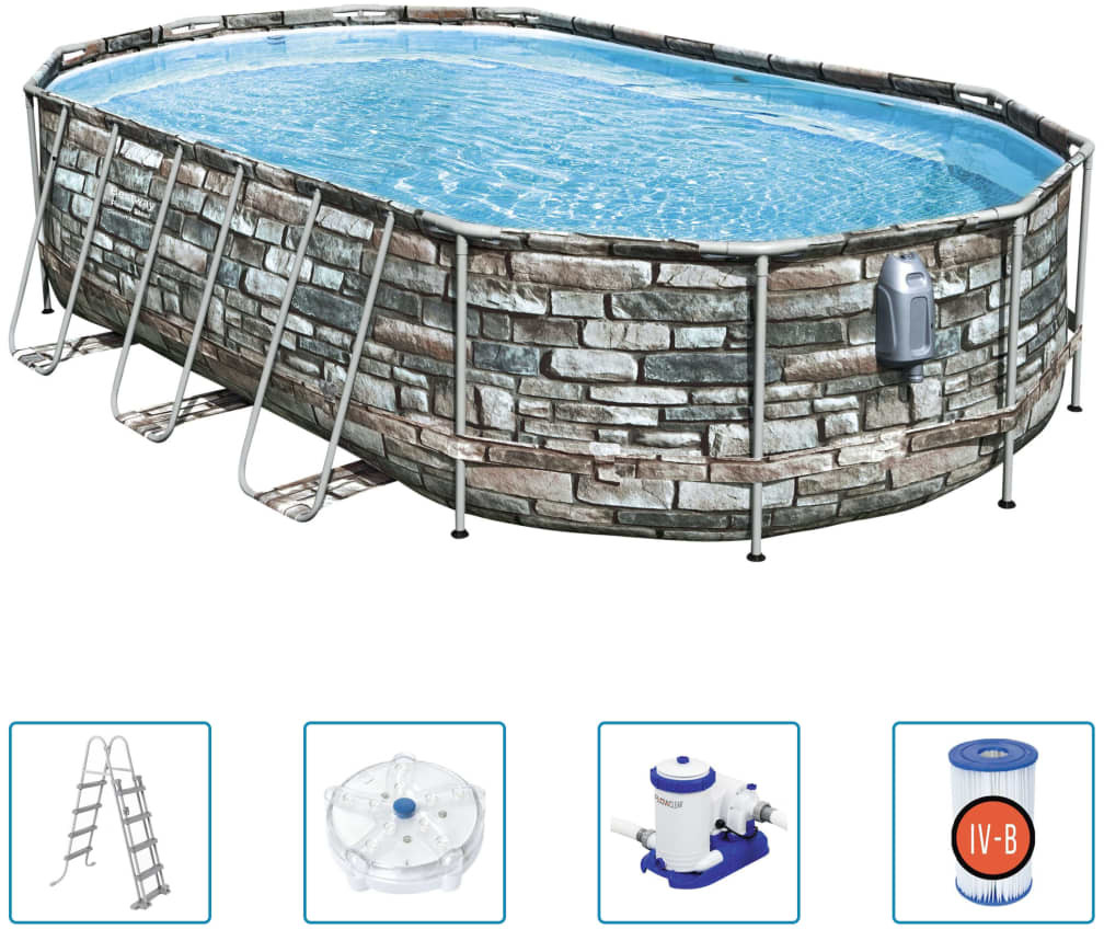 vidaXL Bestway Owalny basen Power Steel Comfort Jet Series