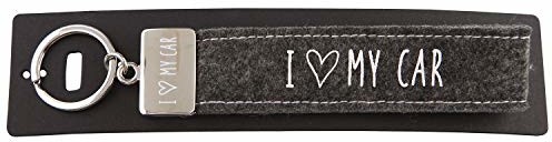 Depesche Depesche 4298-020 pętle breloczek do kluczy z filcu, z wygrawerowanym metalowym zakończeniem i kultowym nadrukiem, I Love My car, szary, ok. 18,7 x 4,4 x 1 cm 004298-020