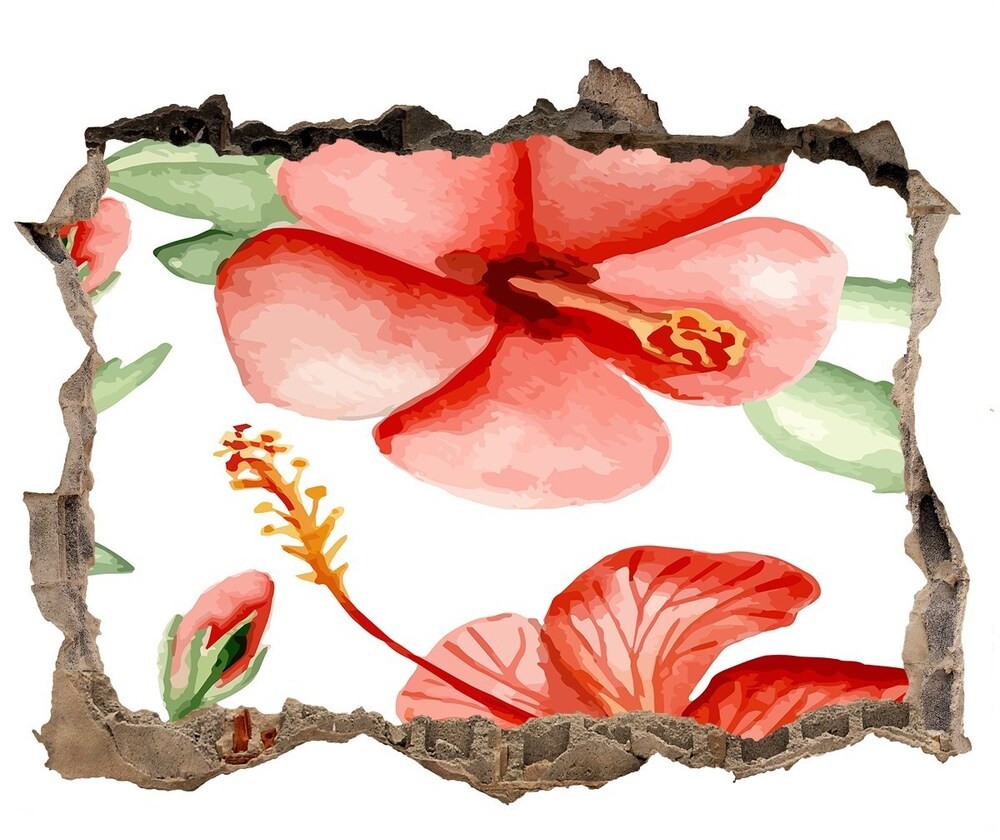 Wallmuralia.pl Naklejka 3D dziura na ścianę Tropikalne kwiaty