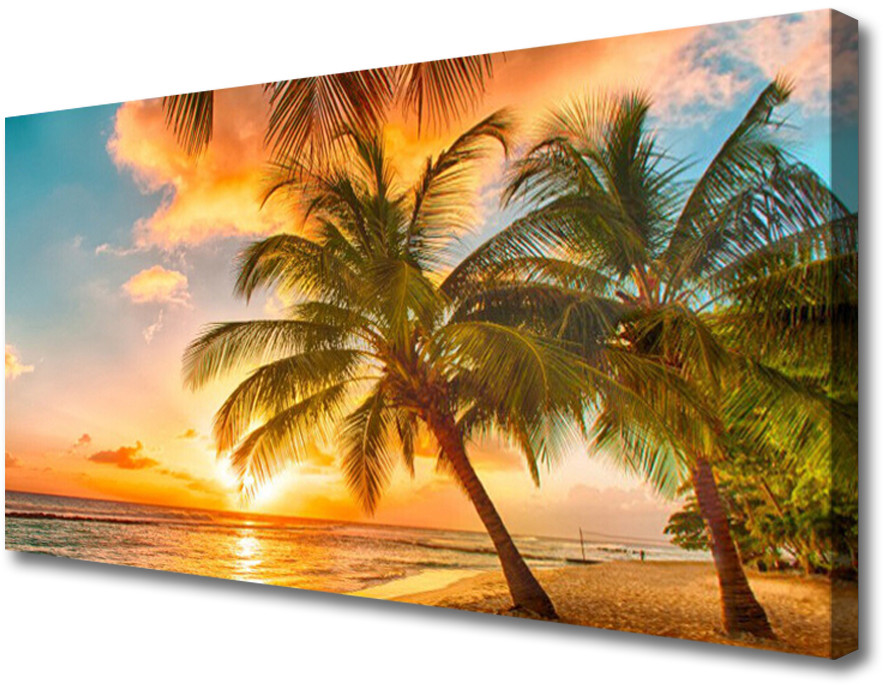 PL Tulup Obraz na Płótnie Palma Drzewo Morze Krajobraz 120x60cm