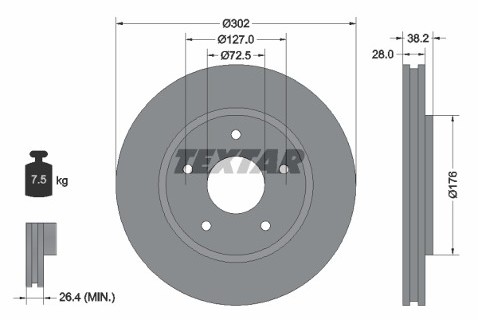 TEXTAR Tarcza hamulcowa 92181503