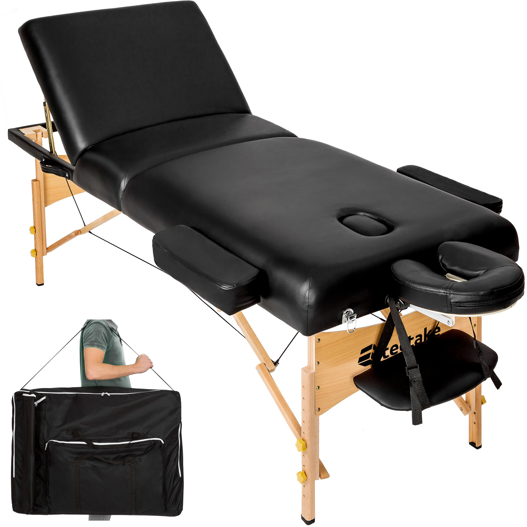 tectake Stół do masażu Somwang - czarny 404376