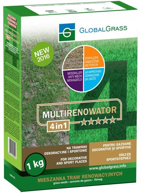 GLOBAL GRASS Trawa renowacyjna na trawniki dekoracyjne i sportowe MULTIRENOWATOR 4in1 1 kg GLOBAL GRASS