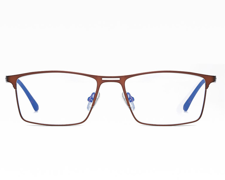 Stylion Brązowe męskie okulary do komputera BLUE LIGHT zerówki 2553E
