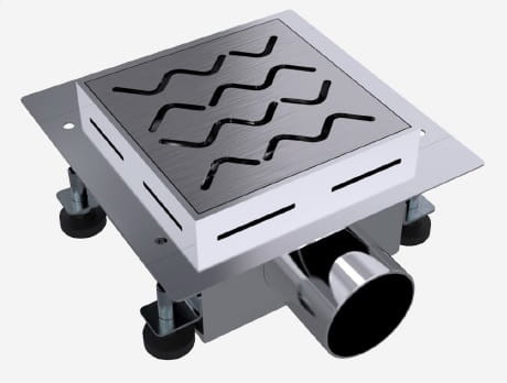 SpiroFlex SpiroFlex Odwodnienie punktowe AquaSTEEL PA z rusztem do wklejenia glazury GL z mankietem hydroizolacyjnym SX-OPA120GL