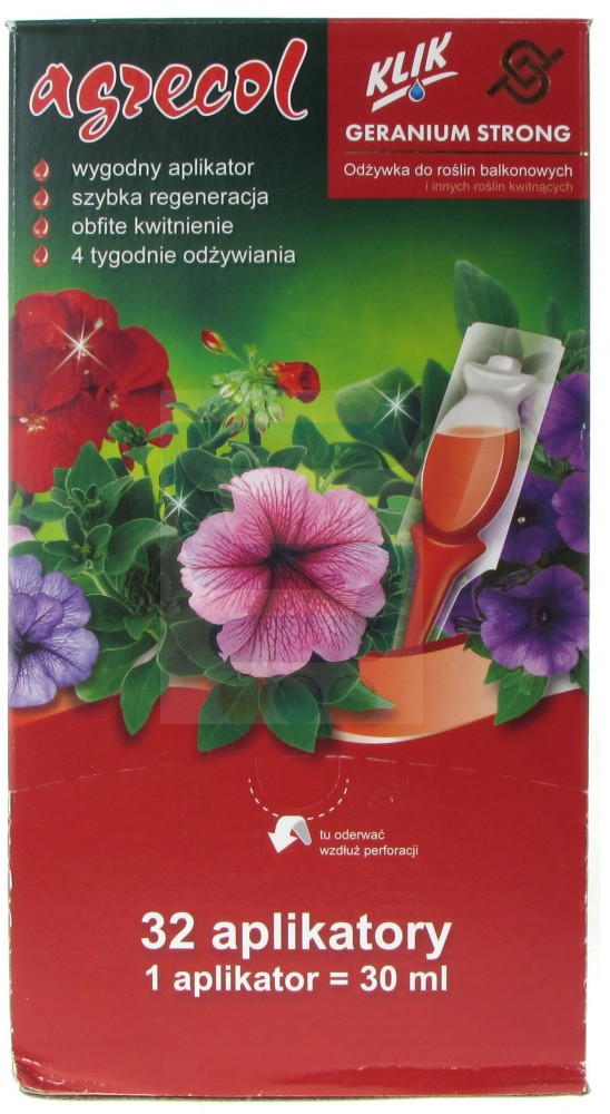 Agrecol Odżywka do roślin balkonowych i kwitnących Geranium Strong 32 x 30 ml