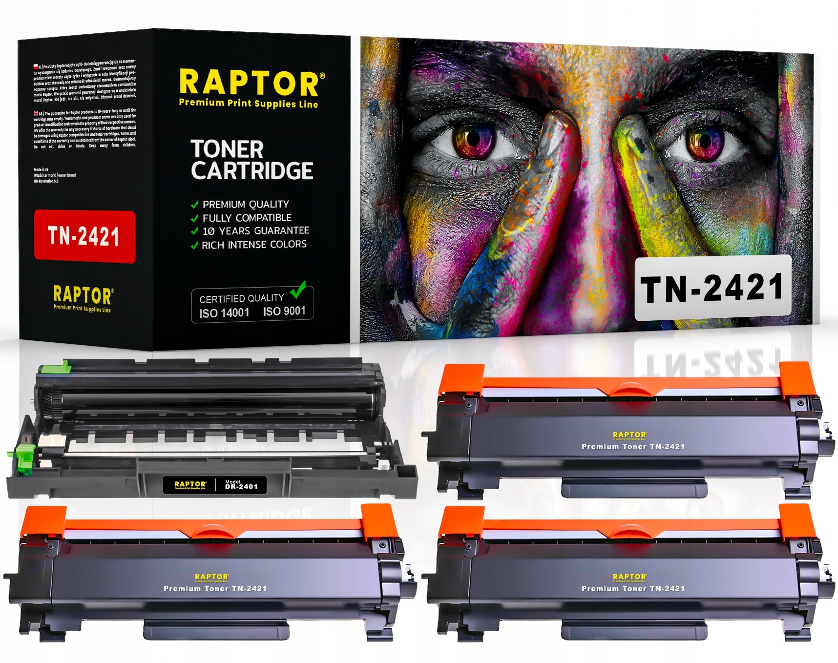 3x Toner TN2421 + Bęben DR2401 do MFC-L2752DW
