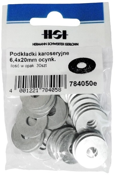 Podkładki karoseryjne ocynkowane M6 x 20 mm 30 szt.