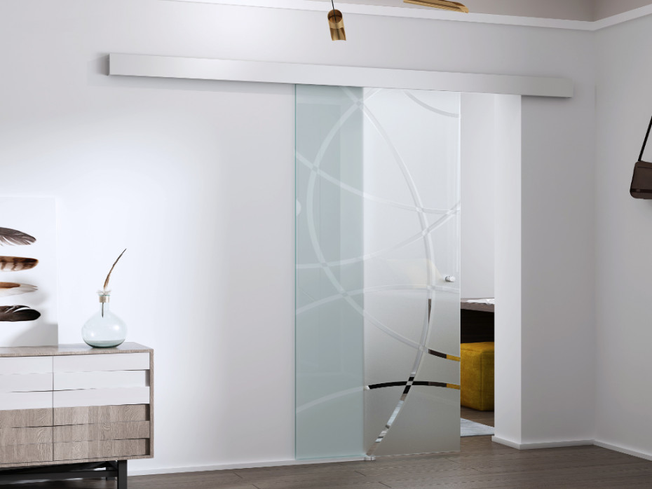 Vente-Unique Naścienne drzwi przesuwne HEIDI 205 × 73 cm (wys. × szer.) szkło hartowane