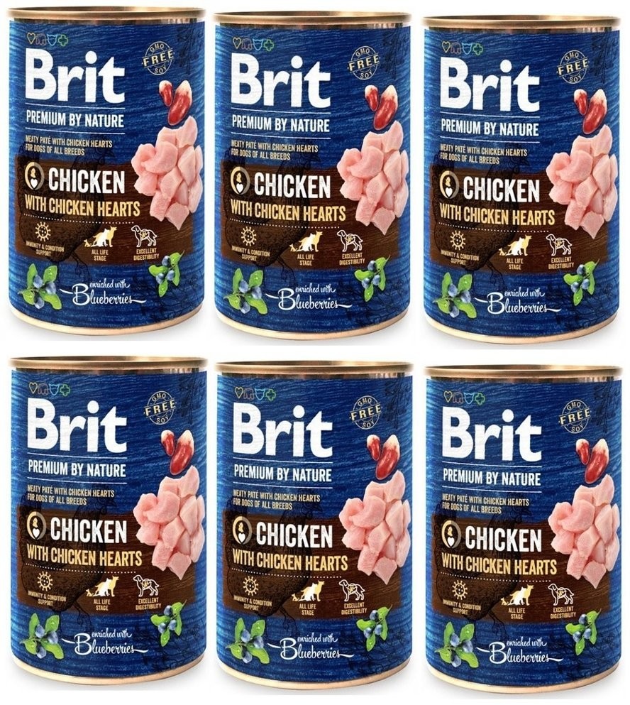 Brit Premium by Nature Chicken With Chicken Hearts 6x800g 36578-uniw