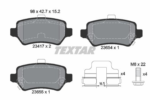 TEXTAR Klocki hamulcowe - komplet 2341703