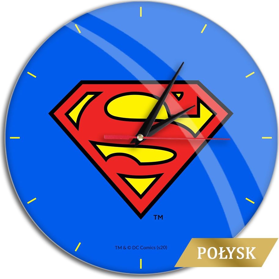 NoName Zegar Ścienny Z Połyskiem Superman 001 DC Niebieski