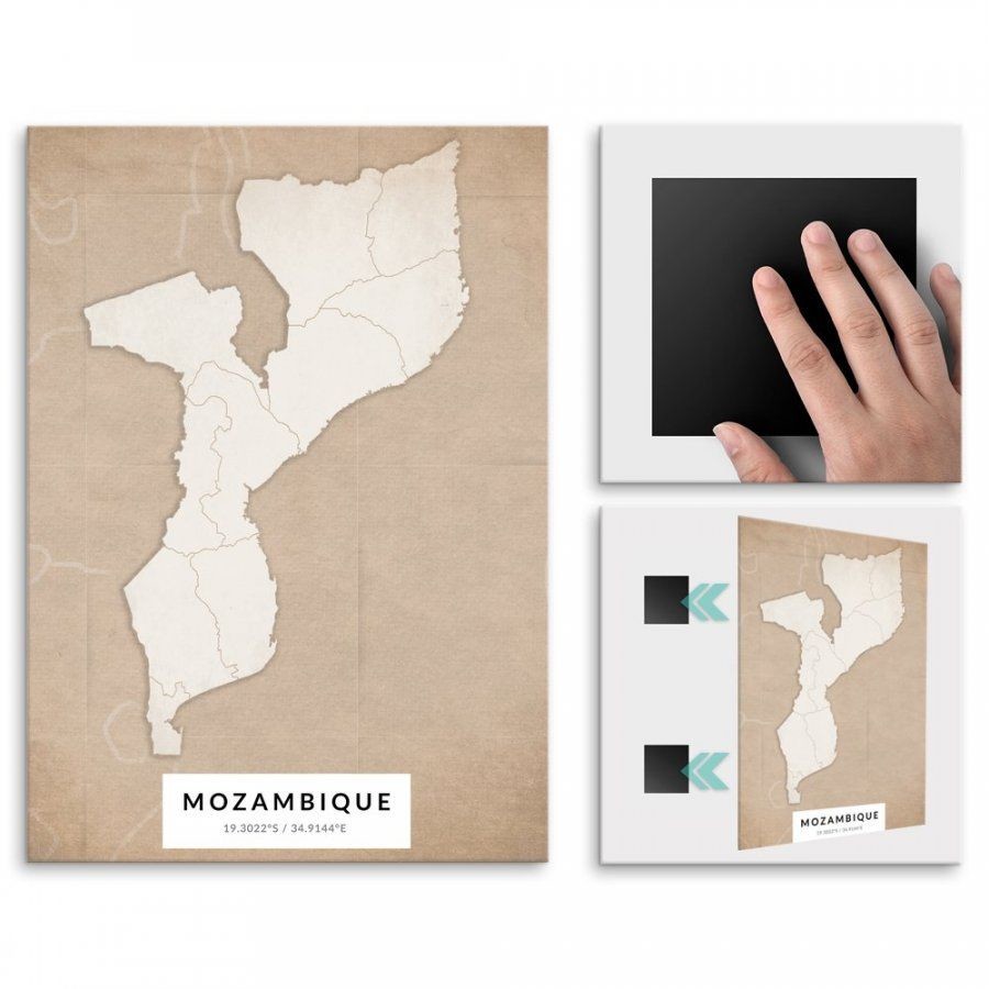 Pix4home Plakat metalowy Mapa Vintage Mozambik M POS-M-04345