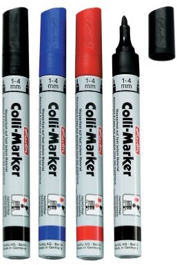 Herlitz 8665994 marker permanentny, odporny na działanie wody, 1 do 4 MM, posortowane pod względem koloru Colli marker 5 sztuki 8665994