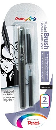 Pentel xgfkp/FP10  Pocket brush, Blister Pack pędzel pióro z 2 wkłady, czarny GFKP/FP10