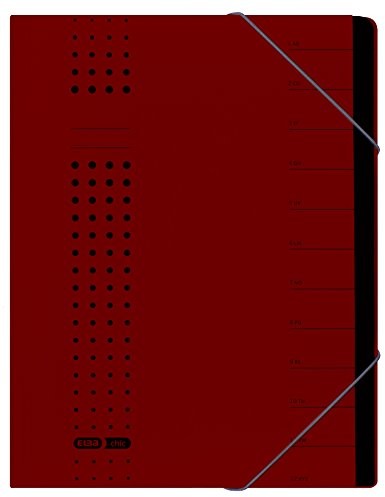 Elba 400001990 teczka na dokumenty chic A4 12 przegródek z pustymi literami i gumką z kartonu w kolorze bordowym 42496BX