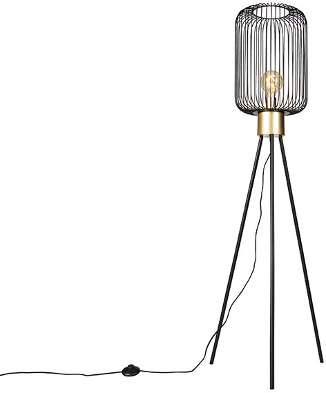 QAZQA Designerska lampa podłogowa czarna ze złotem - Mayelle