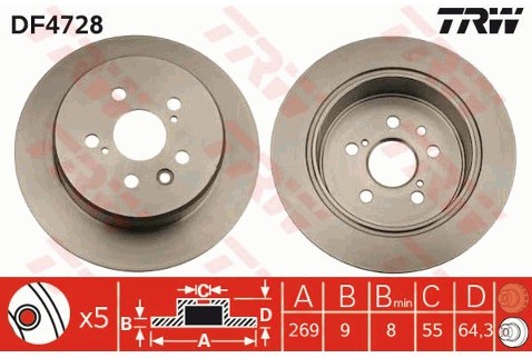 TRW Tarcza hamulcowa DF4728