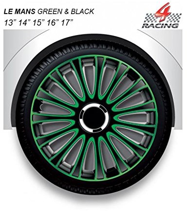 Autostyle Zestaw samochodowy Style PP 5137 G ozdobne kołpaki na koła LEMANS 17 cali, czarny/zielony LEMANS 17'' GREEN