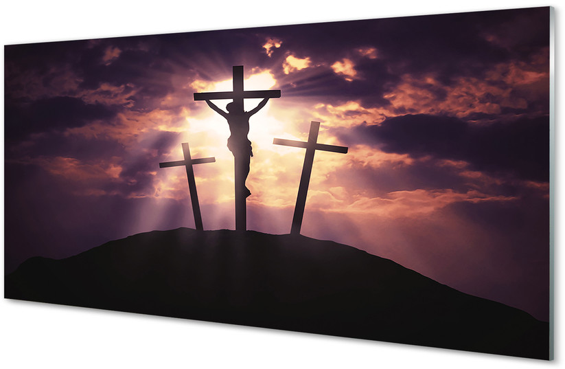 Tulup.pl Szklany Panel Jezus krzyż 100x50cm