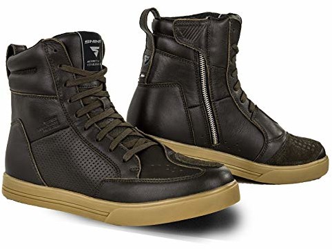 SHIMA SHIMA BLAKE męskie buty motocyklowe - skórzane, wzmocnione, przewiewne trampki motocyklowe z ochraniaczami kostki, antypoślizgową podeszwą i nadkładką zmiany biegów (Brązowe, 48) BLAKE BOOTS BROWN