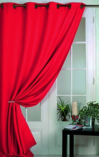 Homemaison 100% zasłona zaciemniająca utrudnia rozprzestrzenianie się ognia B1/M1 papryka Czerwony HM6913356