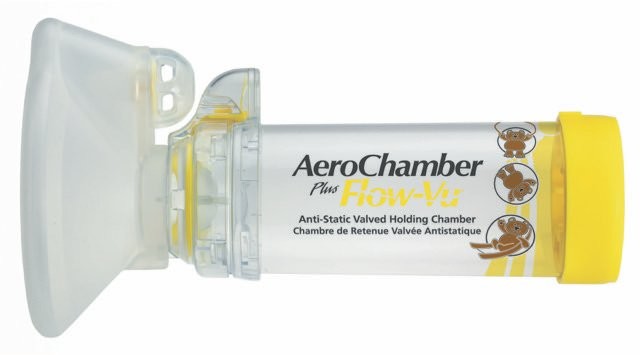 MEDICAL TRUDELL AeroChamber Plus Flow-Vu Medium komora inhalacyjna z maską od 1 do 5 lat żółta