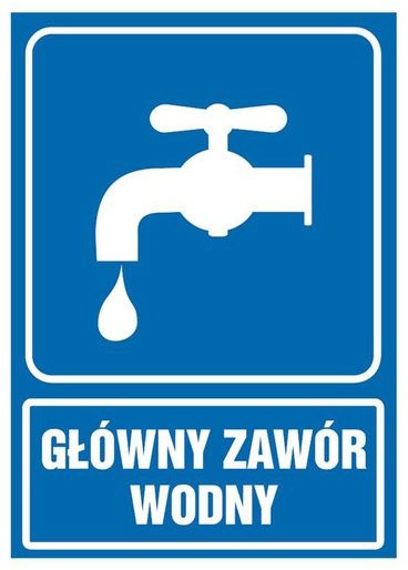 Znak informacyjny GŁÓWNY ZAWÓR WODNY